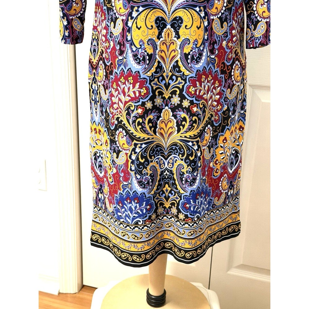 Talbots Jersey Paisley Shift Dress Business Casual Multicolor Size S Petite EUC - Picture 5 of 11